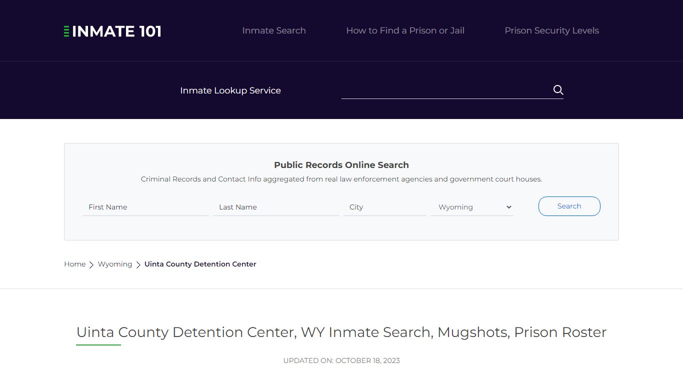 Uinta County Detention Center, WY Inmate Search, Mugshots, Prison ...
